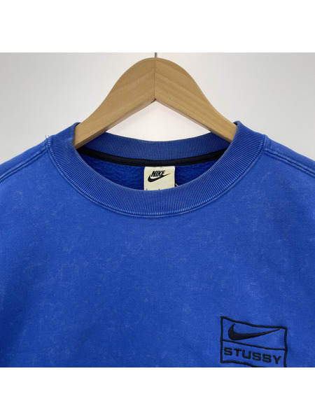 STUSSY NIKE アシッドウォッシュ スウェット S ブルー