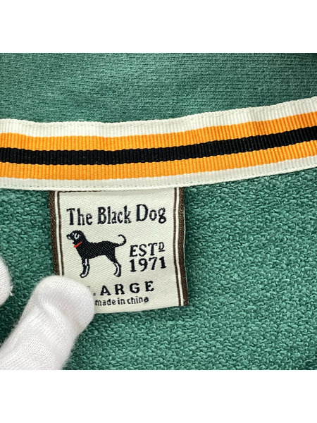 OLD・VINTAGE スウェット・トレーナー The Black Dog ハーフジップ 緑(L)
