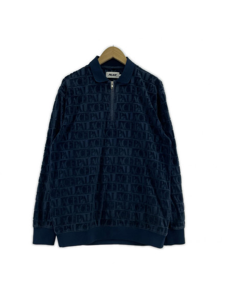 PALACE Skateboards ポロシャツ Domino Jacquard 1/4 Zip Polo L NVY