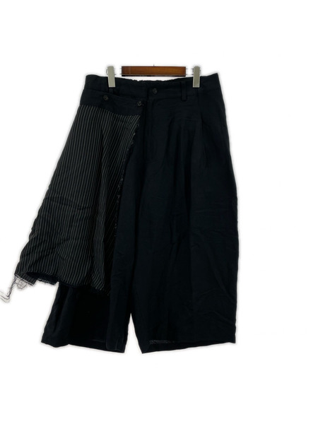 Yohji Yamamoto リネンラップパンツ 3 ブラック