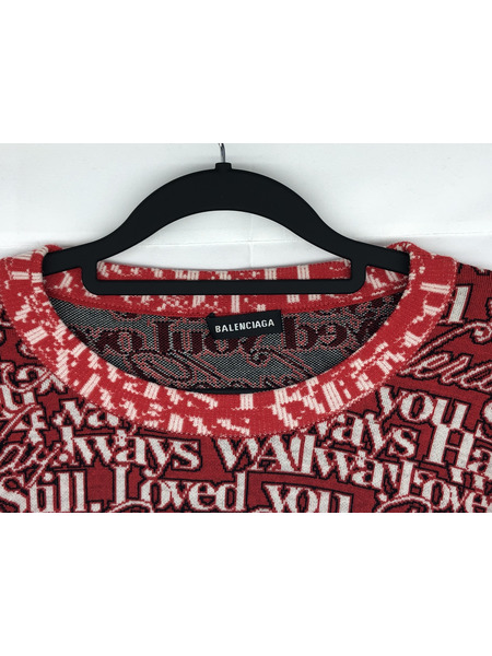 BALENCIAGA 総柄ニット レッド S