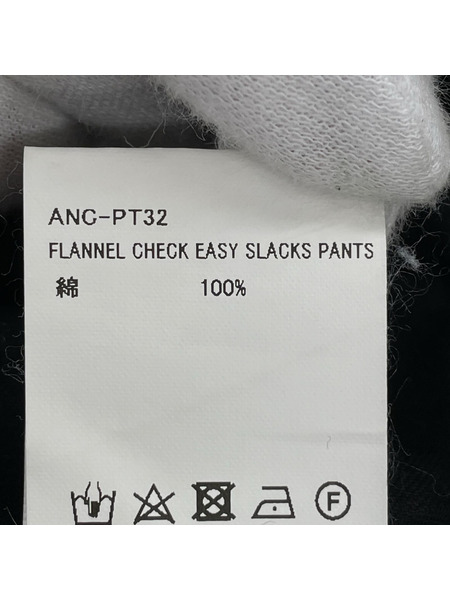 ANCELLM FLANNEL CHECK EASY SLACKS PANTS チェックパンツ 2 ネイビー