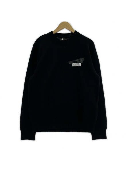MM6 25ss テープラベル ウールブレンドニット M ブラック SH2HL0030 M13168