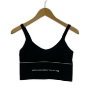 Alexander Wang LOGO ELASTIC BRA IN RIBBED JERSEY (XS) 黒