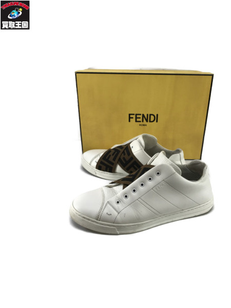 FENDI 靴 ズッカ柄　クロスバンド　カーフレザー　ローカットスニーカー 白 (6) 7E1198