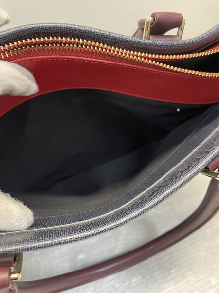 Paul Smith カラーブロック レザーハンドバッグ ネイビー×レッド[値下]