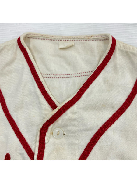 OLD・VINTAGE 半袖シャツ 50s Baseball Shirt WHT/RED L
