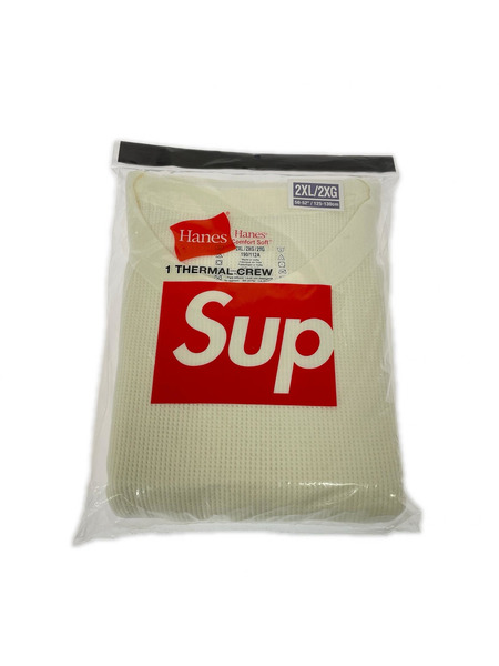 Supreme Hanes Thermal Crew Natural 無地サーマル 2XL 白[値下]