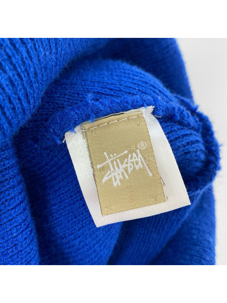 STUSSY ニットキャップ 刺繍ロゴ 青