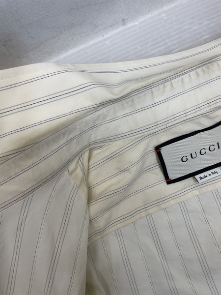 GUCCI ストライプドレスシャツ 48 アイボリー