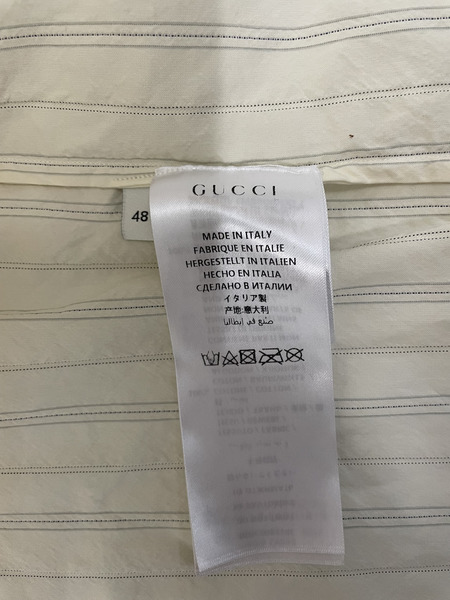 GUCCI ストライプドレスシャツ 48 アイボリー