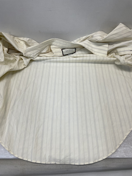 GUCCI ストライプドレスシャツ 48 アイボリー