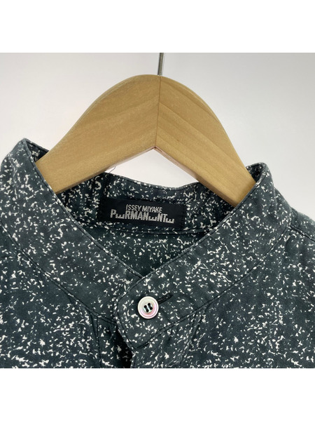 ISSEY MIYAKE 長袖シャツ PwRMANwNTw 総柄 バンドカラー 灰 (2)