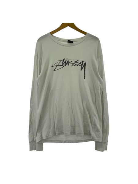 STUSSY ロゴプリントL/Sカットソー（M）白