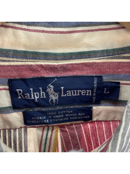 POLO RALPH LAUREN 長袖シャツ 90s multi stripe L/S shirt (L)[値下]