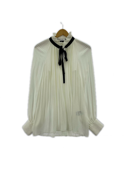 長袖シャツ L’UNE/プリーテッドフリルブラウス[値下]
