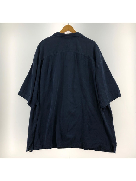 OLD・VINTAGE 半袖シャツ 90s S/Sシルクシャツ ネイビー