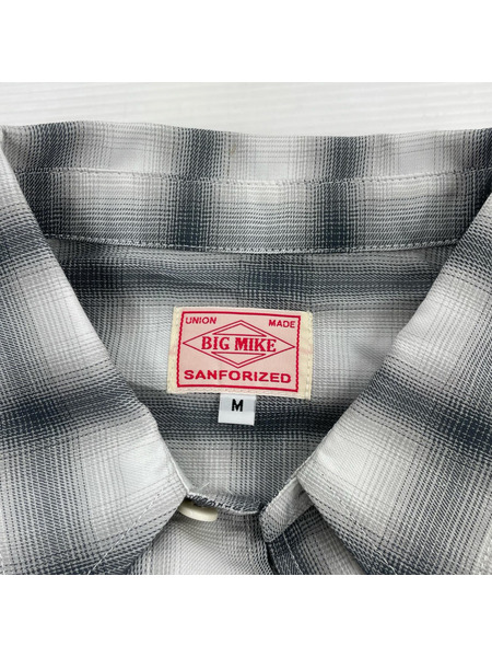 BIG MIKE オンブレシャツ 白×グレー (M)