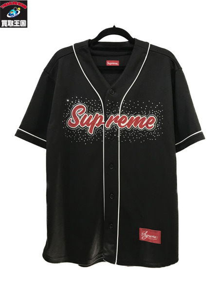 Supreme 20SS Rhinestone Baseball Jersey M 黒/シュプリーム/ベース