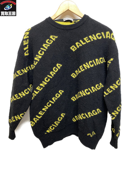 BALENCIAGA 19AW BALENCIAGA ALLOVER LOGOCrewneckKnit