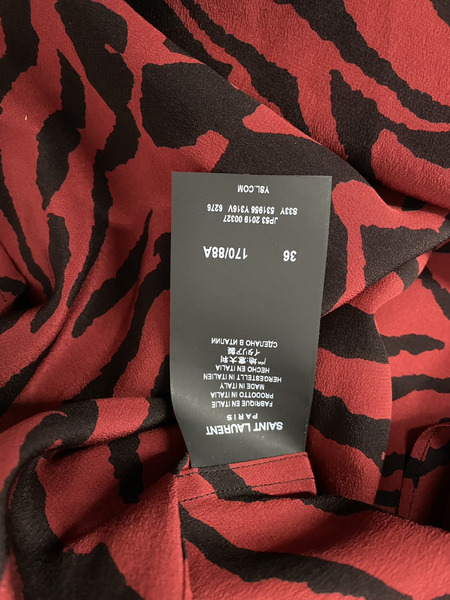 SAINT LAURENT　ゼブラシルクS/Sシャツ レッド (36)　2019年