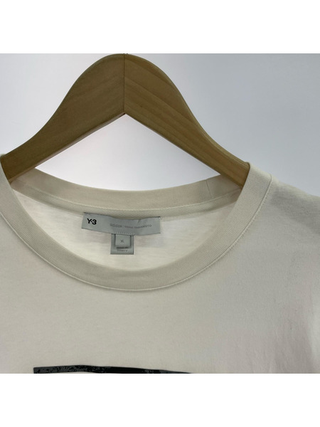 Y-3 半袖Tシャツ・カットソー スクエアラベルロゴ XL ホワイト