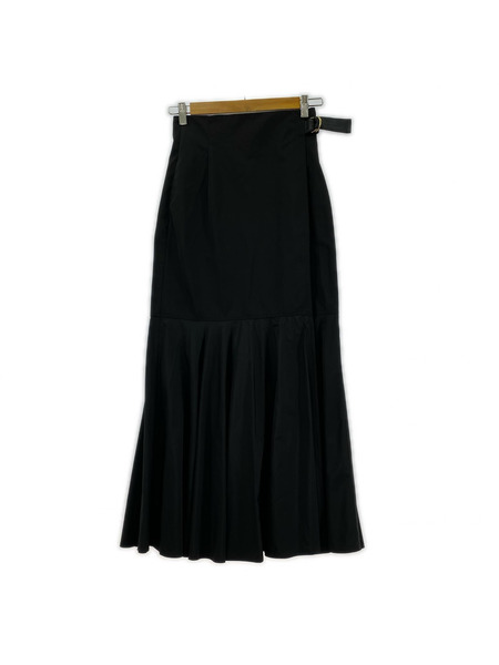 ロングスカート ペプラムラップスカート  ブラック