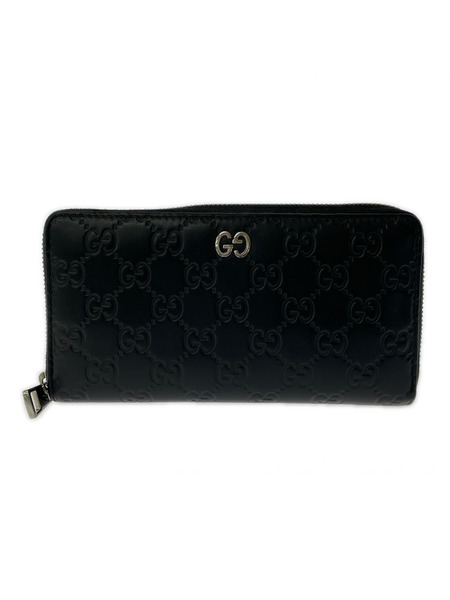 長財布 gucci シマ 473928 レザー ブラック