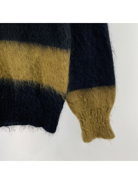 CYbER dYNE モヘヤ混ニット ブラック×カーキ