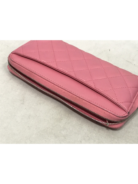 長財布 CHANEL マトラッセロングウォレット ピンク ラウンドジップ