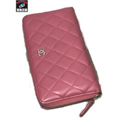 長財布 CHANEL マトラッセロングウォレット ピンク ラウンドジップ
