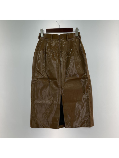 JOHN LAWRENCE SULLIVAN COATED COTTON TUCKED SKIRT S ブラウン[値下]