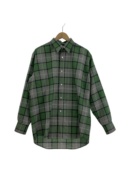 Cale ウールオンブレレギュラーカラーチェックシャツ 緑