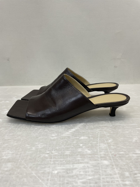 BOTTEGA VENETA スクエアトゥ ヒールサンダル 39 ブラウン