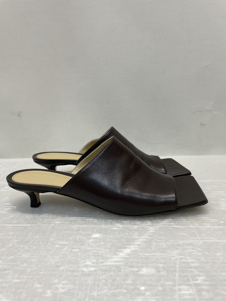 BOTTEGA VENETA スクエアトゥ ヒールサンダル 39 ブラウン