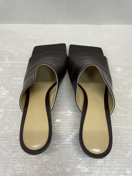 BOTTEGA VENETA スクエアトゥ ヒールサンダル 39 ブラウン