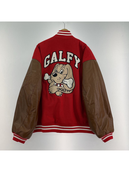 ジャケット GALFY ワンワン大学 スタジャン 赤 (XL)