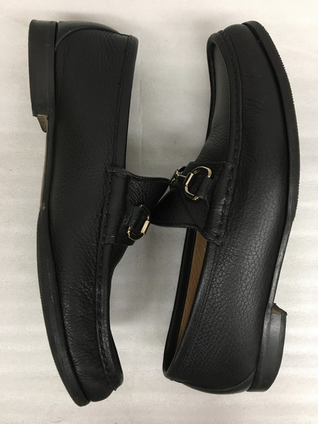 靴 ホースビットローファー(US6.5) ブラック シボ革