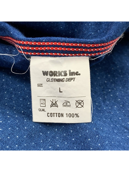 IRON HEART 長袖シャツ インディゴワークシャツ/L