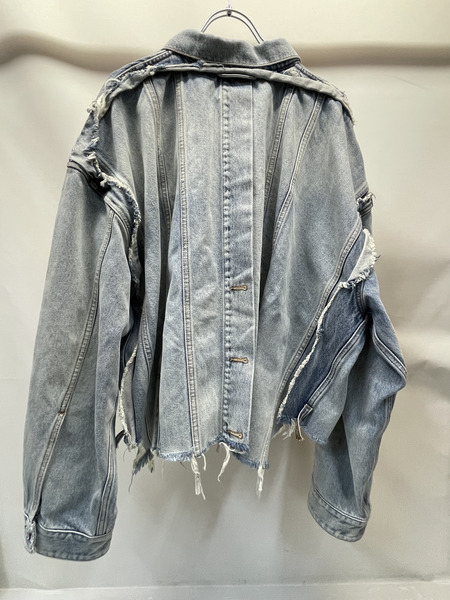 BALENCIAGA 23SS Cropped Denim Jacket オーバーサイズカットオフデニムJKT 1