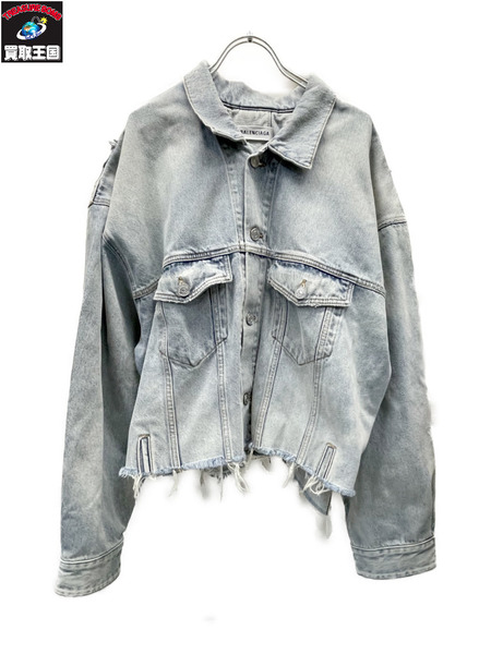 BALENCIAGA 23SS Cropped Denim Jacket オーバーサイズカットオフデニムJKT 1