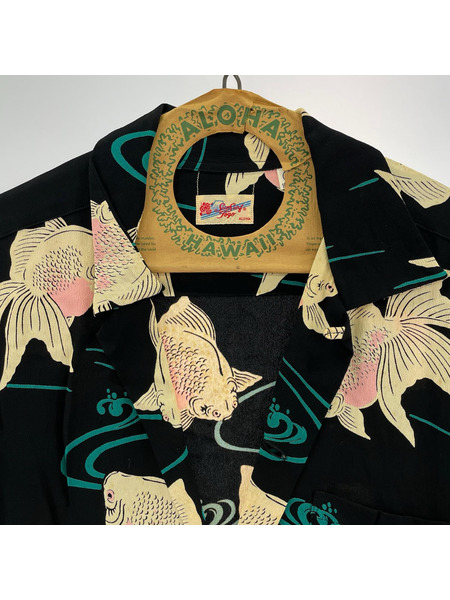 SUN SURF レーヨンアロハシャツ SS34867 金魚 黒 (M)