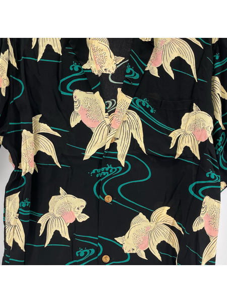 SUN SURF レーヨンアロハシャツ SS34867 金魚 黒 (M)