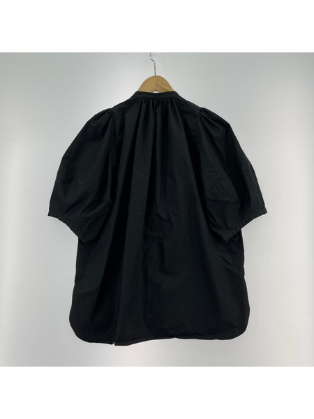 HYKE 半袖シャツ T/C BALLOON SLEEVE BLOUSE/黒/1