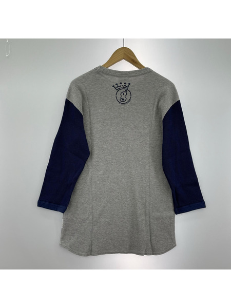 GOODENOUGH 00s GDEH サークルロゴ 2トーン サーマルカットソー L グレー×ネイビー