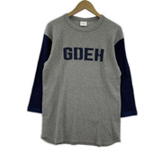 GOODENOUGH 00s GDEH サークルロゴ 2トーン サーマルカットソー L グレー×ネイビー