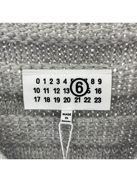 MM6 ナンバリングロゴ Vネック カーディガン XL グレー SH0HP0005