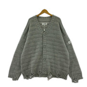 MM6 ナンバリングロゴ Vネック カーディガン XL グレー SH0HP0005