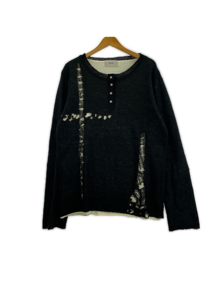 blank Cross Damaged Knit ダメージニット 0 ブラック×アイボリー