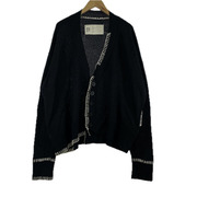 OUAT BLACK OFFICE CARDIGAN 和紙混 カーディガン 2 黒
